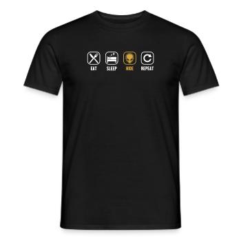 Eat Sleep Hide Repeat Conspiracy Alien - Men's T-Shirt - black - Front - AI Model Male 178 light (178cm)