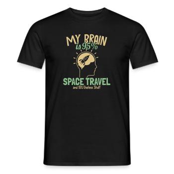 My Brain is 95% Space Travel Cosmonaut Spaceship - Men's T-Shirt - black - Front - AI Model Male 178 light (178cm)