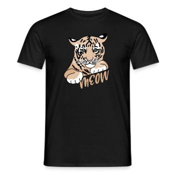 Meow, Wildcat, Big Cat, King Tiger, Siberian - Men's T-Shirt - black - Front - AI Model Male 178 light (178cm)