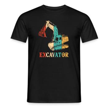 Retro Excavator Seilbagger Raupenbagger - Männer T-Shirt - Schwarz - Vorne - AI Model Male 178 light (178cm)