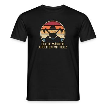 Echte Männer arbeiten mit Holz Tischler Carpenter - Männer T-Shirt - Schwarz - Vorne - AI Model Male 178 light (178cm)