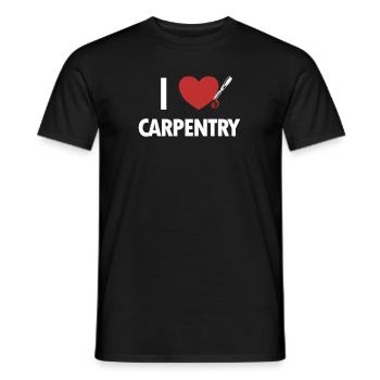 J’aime Menuiserie, Charpentier, Technicien du bois, Charpentier - T-shirt homme - noir - Devant - AI Model Male 178 light (178cm)