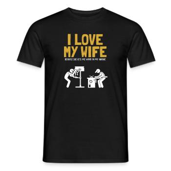 I love my Wife Carpenter Tischler Holztechniker - Männer T-Shirt - Schwarz - Vorne - AI Model Male 178 light (178cm)