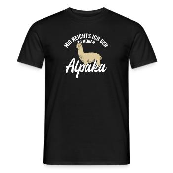 I've had enough, I'm going to the alpaca Pako Lama Huacaya - Men's T-Shirt - black - Front - AI Model Male 178 light (178cm)
