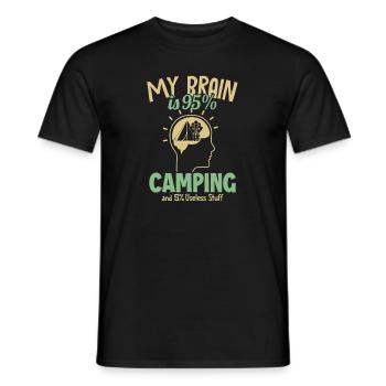 My Brain is 95% Camping Campingplatz Zelten - Männer T-Shirt - Schwarz - Vorne - AI Model Male 178 light (178cm)