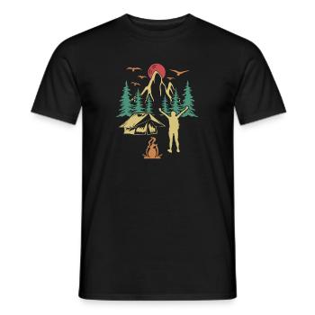 Campsite Tents Glamping Camper Camping - Men's T-Shirt - black - Front - AI Model Male 178 light (178cm)