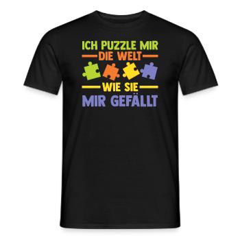 Puzzlefan Puzzler Puzzleteile Puzzle - Männer T-Shirt - Schwarz - Vorne - AI Model Male 178 light (178cm)