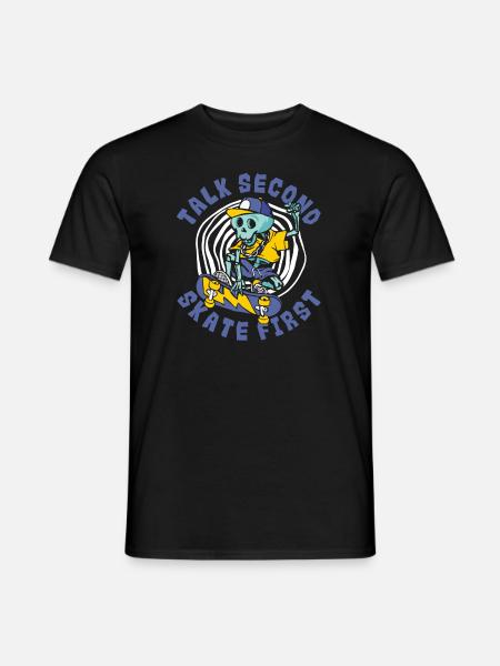 Talk Second Skate First Skaterboy Skatepark - Männer T-Shirt - Schwarz