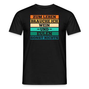 Wein Eulen - Männer T-Shirt - Schwarz - Vorne - AI Model Male 178 light (178cm)