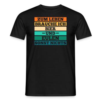 Bier Eulen - Männer T-Shirt - Schwarz - Vorne - AI Model Male 178 light (178cm)