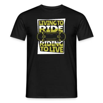 Living To Ride Riding To Live Skaterboy Skatepark - Men's T-Shirt - black - Front - AI Model Male 178 light (178cm)
