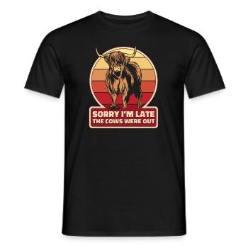 Je suis en retard Les vaches étaient dehors Highland Vache Highland - T-shirt homme - noir - Devant - AI Model Male 178 light (178cm)
