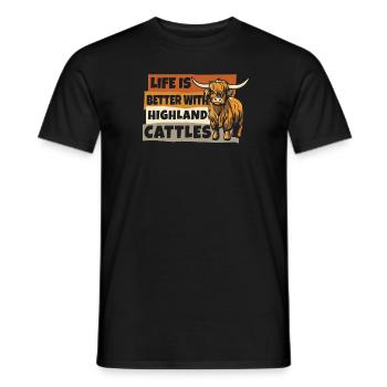 Life Is Better With Highland Cattles Breeder - Men's T-Shirt - black - Front - AI Model Male 178 light (178cm)