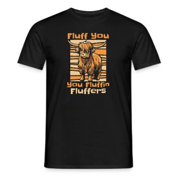Fluff You You Fluffing Fluffers Highland Cow - Men's T-Shirt - black - Front - AI Model Male 178 light (178cm)