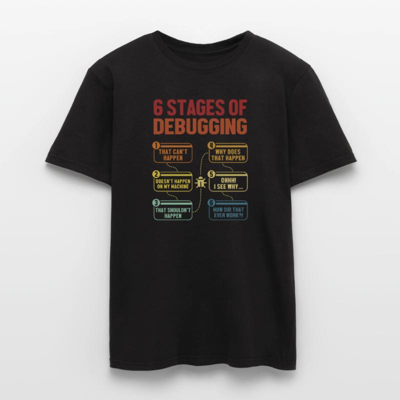 6 Stages of Debugging Software Engineer Coder Men's T-shirt