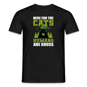 Here For The Cats Humans Are Gross Hauskatze - Männer T-Shirt - Schwarz - Vorne - AI Model Male 178 light (178cm)