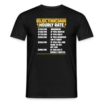 Electrician Hourly Rate Electronics Technician Electrician - Men's T-Shirt - black - Front - AI Model Male 178 light (178cm)