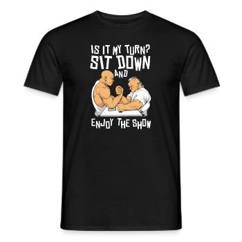 Asseyez-vous et profitez du bras d’entraînement d’exercice de spectacle - T-shirt homme - noir - Devant - AI Model Male 178 light (178cm)
