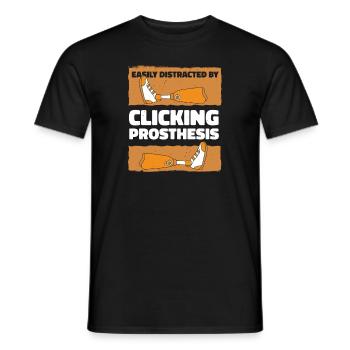 Leicht abgelenkt durch Klicken auf Prothesenbein - Männer T-Shirt - Schwarz - Vorne - AI Model Male 178 light (178cm)