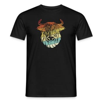 Retro Highland Cow Highland Heifer Breeder - Men's T-Shirt - black - Front - AI Model Male 178 light (178cm)