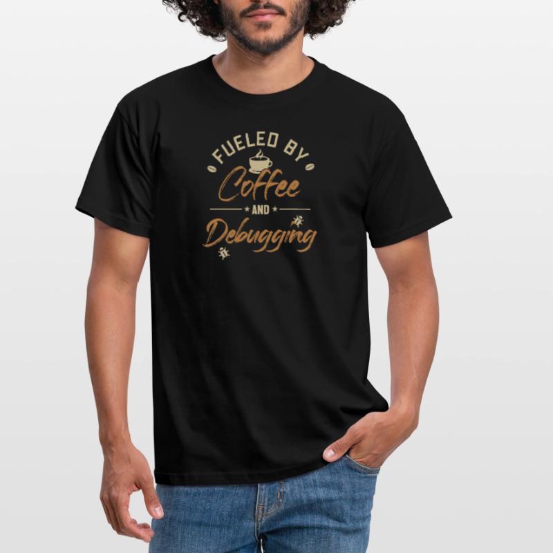 Fueled by Coffee and Debugging Developer Coder Männer T-Shirt
