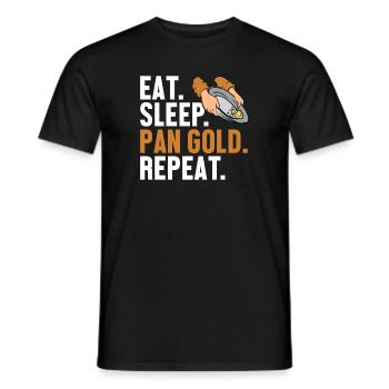 Eat Sleep Pan Gold Wiederholung Schürfen von Miner Gold - Männer T-Shirt - Schwarz - Vorne - AI Model Male 178 light (178cm)