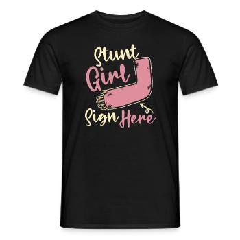 Cascadeur fille signe ici os cassé doigt cassé - T-shirt homme - noir - Devant - AI Model Male 178 light (178cm)