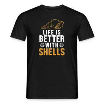 Life is Better with Shells Shell Hunter Seashell - Men's T-Shirt - black - Front - AI Model Male 178 light (178cm)