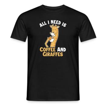 Kaffee und meine Giraffen, Giraffidae, Nubien, Afrikaner - Männer T-Shirt - Schwarz - Vorne - AI Model Male 178 light (178cm)