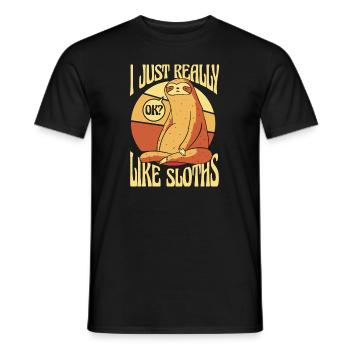 Just Really Like Sloths Pilosa Folivora - Men's T-Shirt - black - Front - AI Model Male 178 light (178cm)