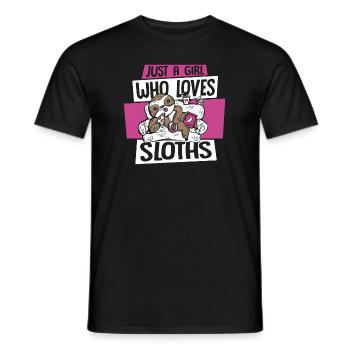 Girl Who Loves Sloths Pilosa Folivora - Men's T-Shirt - black - Front - AI Model Male 178 light (178cm)
