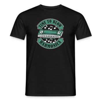 Time To Blow Harmonica Mouth Harp Harmonist - Men's T-Shirt - black - Front - AI Model Male 178 light (178cm)