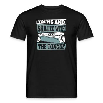 Jeune Et Habile Avec La Langue Harmoniste - T-shirt homme - noir - Devant - AI Model Male 178 light (178cm)