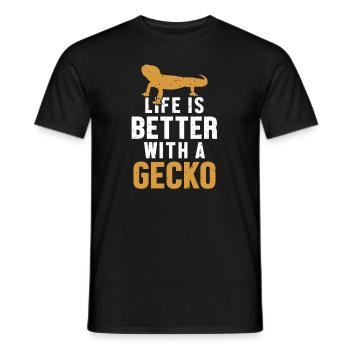 Life is Better with a Gecko Gekkota Crested - Men's T-Shirt - black - Front - AI Model Male 178 light (178cm)