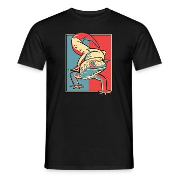 Gecko Portrait Gekkota Crested Lizard Leopard - Men's T-Shirt - black - Front - AI Model Male 178 light (178cm)