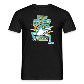 Ich spreche mit Geckos Eidechse Gekkota Schopfleopard - Männer T-Shirt - Schwarz - Vorne - AI Model Male 178 light (178cm)
