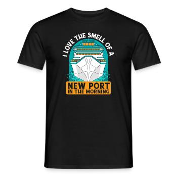 J’adore l’odeur d’une croisière en bateau de croisière dans un nouveau port - T-shirt homme - noir - Devant - AI Model Male 178 light (178cm)