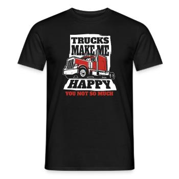 Trucks Make Me Happy Trucker Legends Truckie - Men's T-Shirt - black - Front - AI Model Male 178 light (178cm)