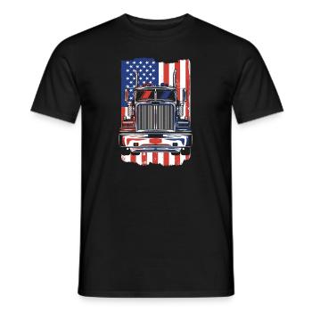 Truck American Flag Trucker Truckie Legends Truck - Men's T-Shirt - black - Front - AI Model Male 178 light (178cm)