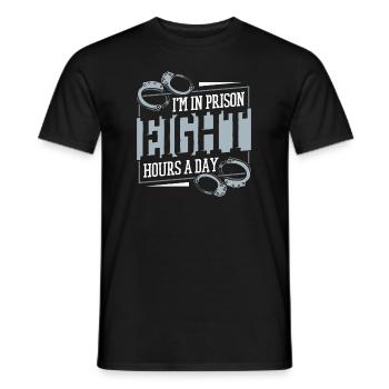 Ich bin acht Stunden am Tag im Gefängnis Korrekturen - Männer T-Shirt - Schwarz - Vorne - AI Model Male 178 light (178cm)