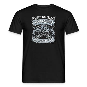 Kann Dummheit nicht reparieren, aber kann ihnen Korrekturen aufzwingen - Männer T-Shirt - Schwarz - Vorne - AI Model Male 178 light (178cm)