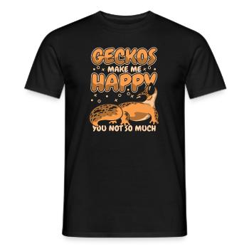Geckos machen mich glücklich Eidechse Gekkota Schopf - Männer T-Shirt - Schwarz - Vorne - AI Model Male 178 light (178cm)