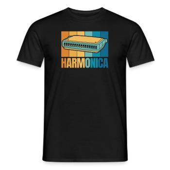 Retro Harmonica Harmonicist Mouth Harp Harmonist - Men's T-Shirt - black - Front - AI Model Male 178 light (178cm)