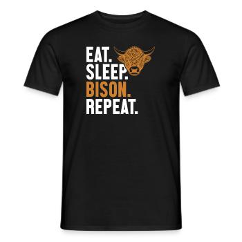 Manger Dormir Bison Répéter Bison d’Amérique Buffalo - T-shirt homme - noir - Devant - AI Model Male 178 light (178cm)