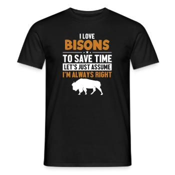 Bison Supposons que j’ai raison Buffalo Américain - T-shirt homme - noir - Devant - AI Model Male 178 light (178cm)