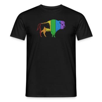 Bison LGBT Rainbow Buffalo Bovinae Bison d’Amérique - T-shirt homme - noir - Devant - AI Model Male 178 light (178cm)