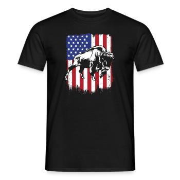 Bison Amerikanische Flagge Büffel Bovinae Amerikanisch - Männer T-Shirt - Schwarz - Vorne - AI Model Male 178 light (178cm)