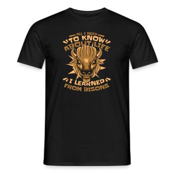J’ai appris des bisons Buffalo American Bison - T-shirt homme - noir - Devant - AI Model Male 178 light (178cm)