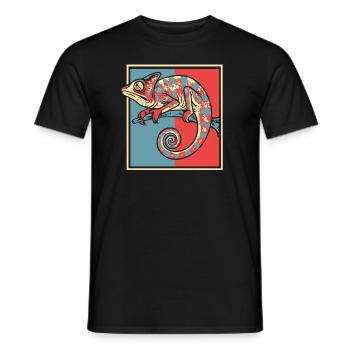 Portrait caméléon panthère voilée Chamaeleonidae - T-shirt homme - noir - Devant - AI Model Male 178 light (178cm)