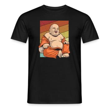 Retro Buddhist Symbol Statue Priest Buddhism - Men's T-Shirt - black - Front - AI Model Male 178 light (178cm)